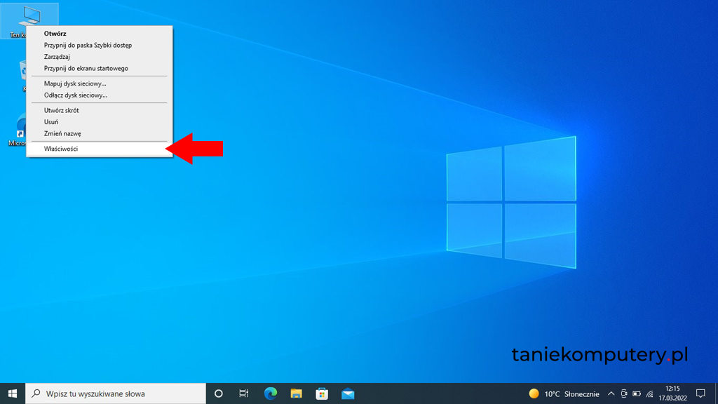 właściwości w Windows 10